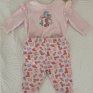 Pink Baby Outfit with Cowboy Boot Print